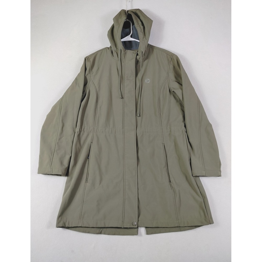 Outdoor Ventures Coat Womens XL Green Hooded Softshell Fleece Lined Jacket Parka